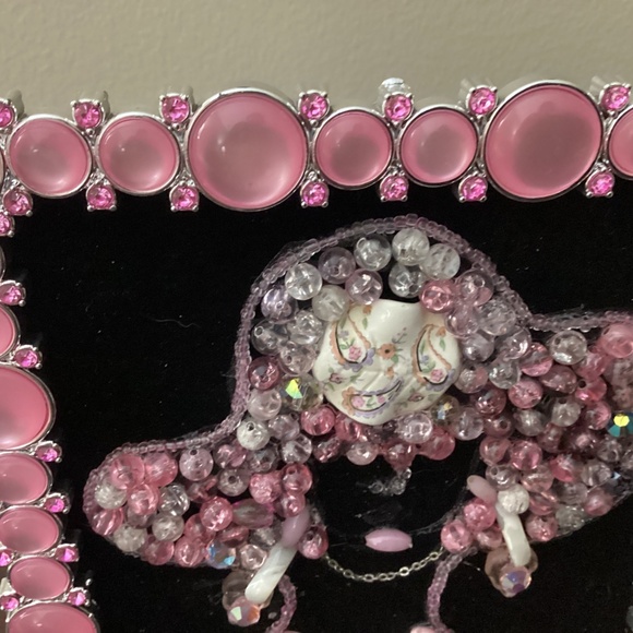 Handcrafted jewelry art Lady pink iridescent beads earrings necklace pearls - Picture 9 of 9